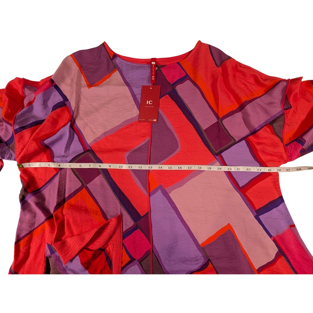 IC Collection Womens Abstract Geometric Print Top Red Purple Pink 2X Size XXL - Picture 5 of 6